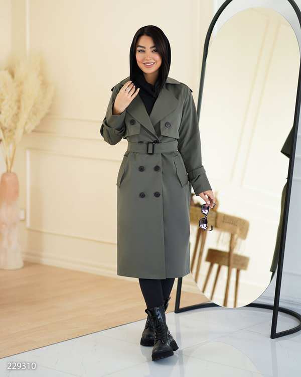 بارانی بلند زنانه سبز یشمی مدل شایگانالسانا Elsana کد2293