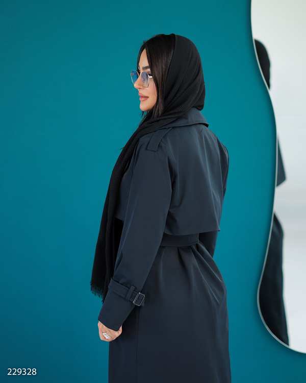 بارانی بلند زنانه سرمه ای تیره مدل شایگان السانا Elsana کد 2293