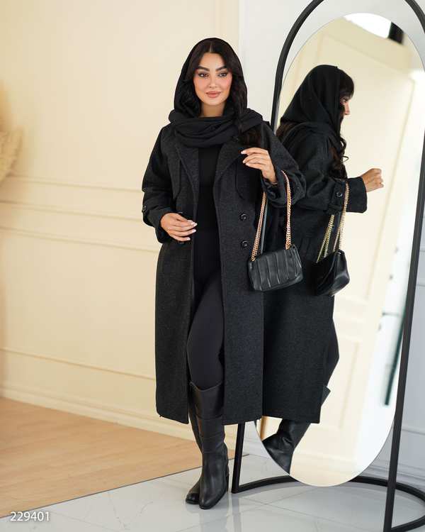 پالتو بلند زنانه مشکی مدل آرواالسانا Elsana کد2294