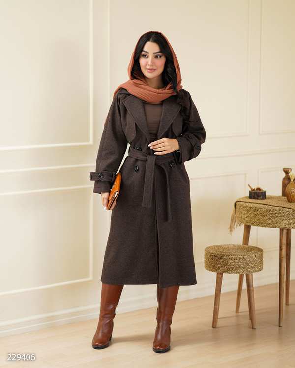 پالتو بلند زنانه قهوه ای مدل آرواالسانا Elsana کد2294