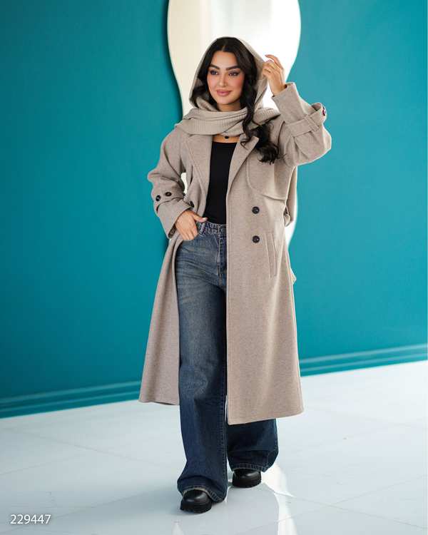 پالتو بلند زنانه نسکافه ای مدل آرواالسانا Elsana کد2294
