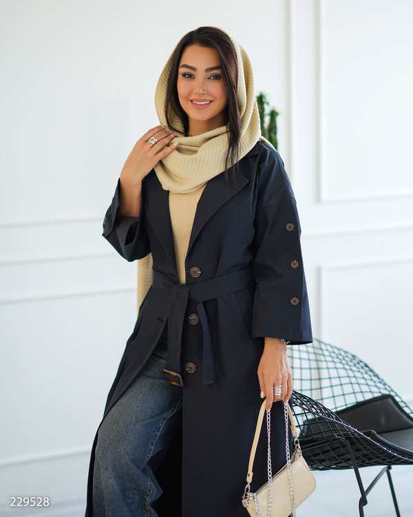 بارانی بلند زنانه سرمه ای تیره مدل آلندالسانا Elsana کد2295