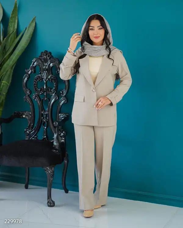 ست کت و شلوار زنانه خاکی مدل ژامانالسانا Elsana کد2299
