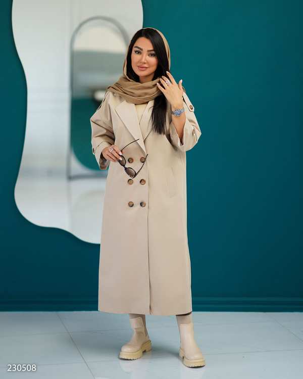 بارانی بلند زنانه کرم مدل راوشالسانا Elsana کد2305