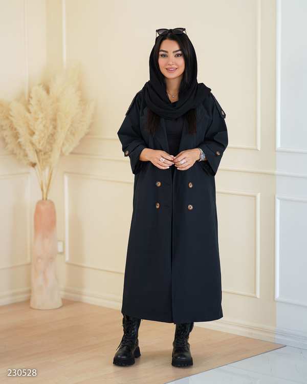 بارانی بلند زنانه سرمه ای تیره مدل راوشالسانا Elsana کد2305