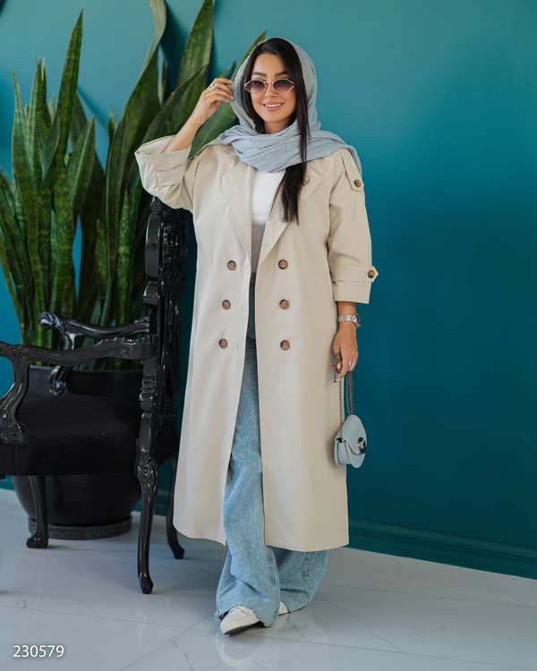 بارانی بلند زنانه استخوانی مدل راوشالسانا Elsana کد2305