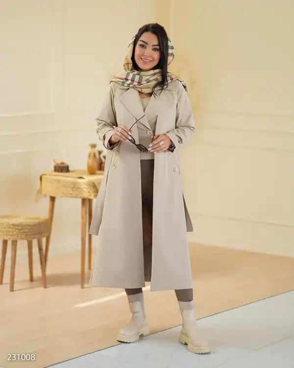 ست بارانی کت و سارافون زنانه کرم مدل مینلالسانا Elsana کد2310