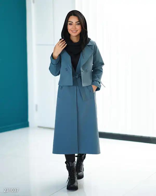 ست بارانی کت و سارافون زنانه کله غازی مدل مینلالسانا Elsana کد2310