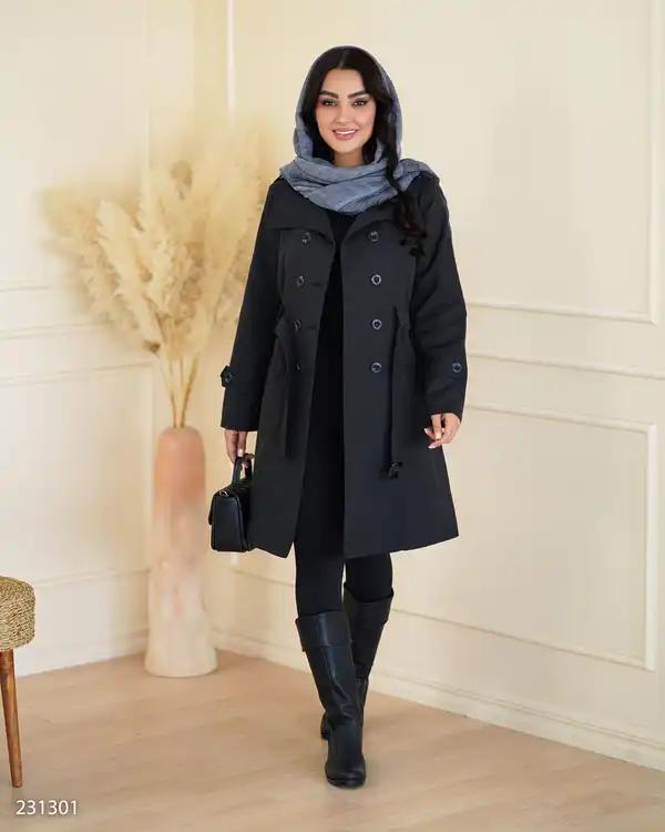 بارانی بلند زنانه مشکی مدل ژیانوالسانا Elsana کد2313