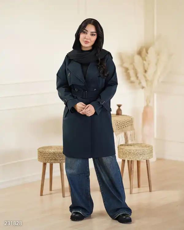 بارانی بلند زنانه سرمه ای تیره مدل الوندالسانا Elsana کد2318