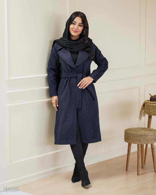 پالتو بلند زنانه سرمه ای مدل پیوندالسانا Elsana کد2319