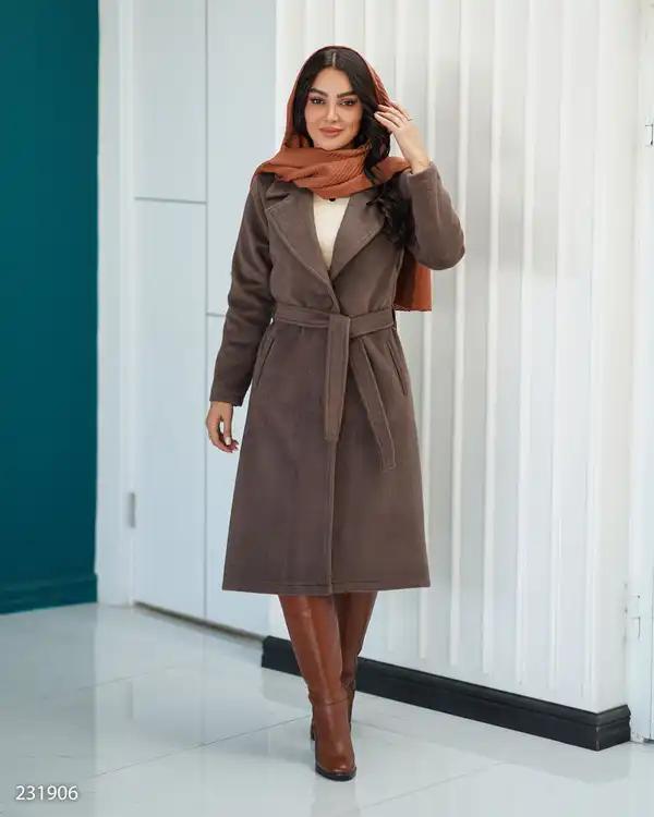 پالتو بلند زنانه قهوه ای مدل پیوندالسانا Elsana کد2319