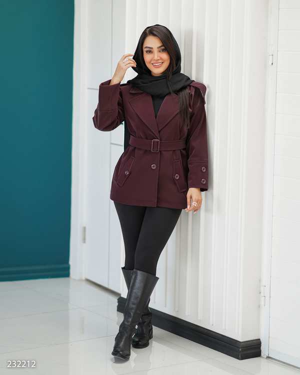 پالتو زنانه بادمجونی مدل آویناالسانا Elsana کد2322