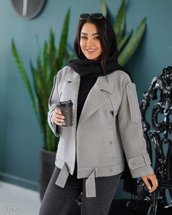 پالتو زنانه طوسی مدل سروهالسانا Elsana کد2323