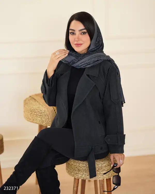 پالتو زنانه زغالی مدل سروهالسانا Elsana کد2323