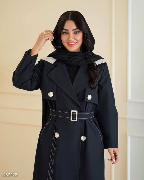 بارانی بلند زنانه سرمه ای تیره مدل ژوبینالسانا Elsana کد2324