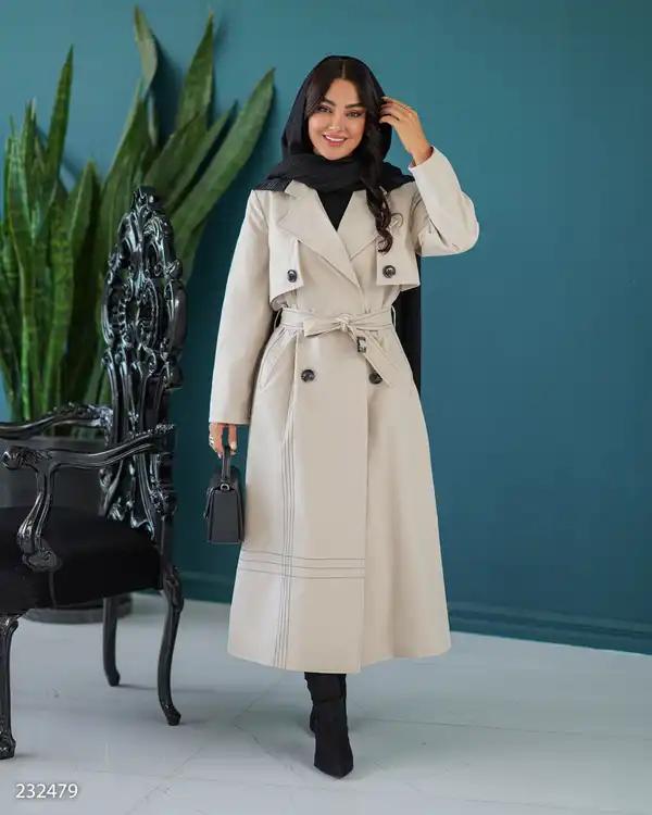 بارانی بلند زنانه استخوانی مدل ژوبینالسانا Elsana کد2324