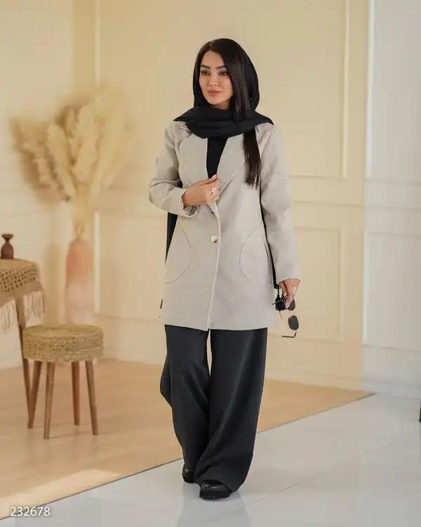 پالتو زنانه خاکی مدل حمیراالسانا Elsana کد2326