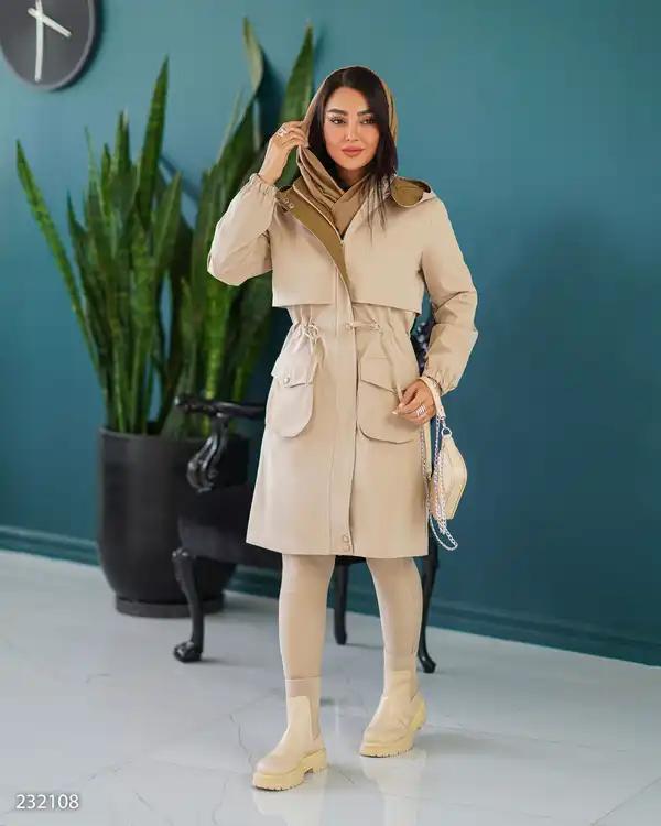 بارانی بلند زنانه کرم مدل مهزین السانا Elsana کد 2321