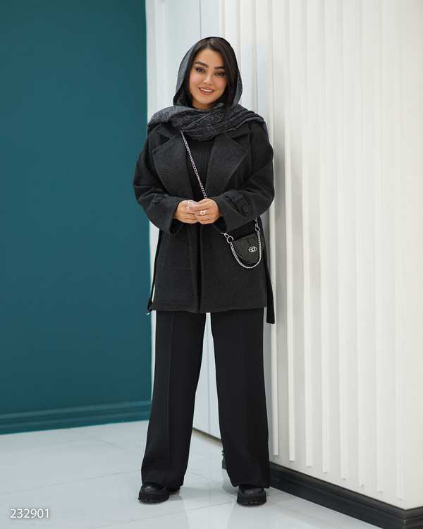 پالتو زنانه فوتر مشکی مدل نلین السانا Elsana کد 2329