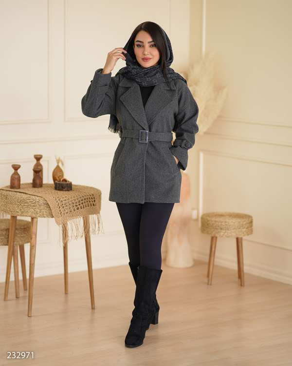 پالتو زنانه فوتر زغالی مدل نلین السانا Elsana کد 2329