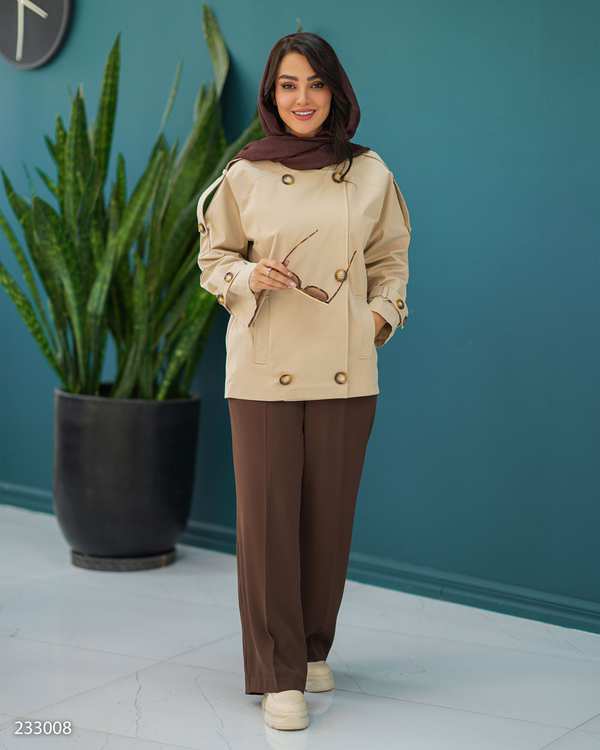 بارانی زنانه کرم مدل تیام السانا Elsana کد 2330