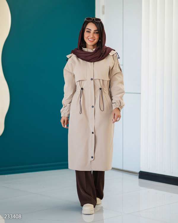 بارانی بلند زنانه کرم مدل شعله السانا Elsana کد 2334