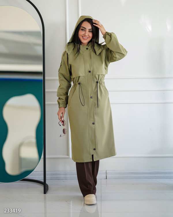 بارانی بلند زنانه سبز سدری مدل شعله السانا Elsana کد 2334