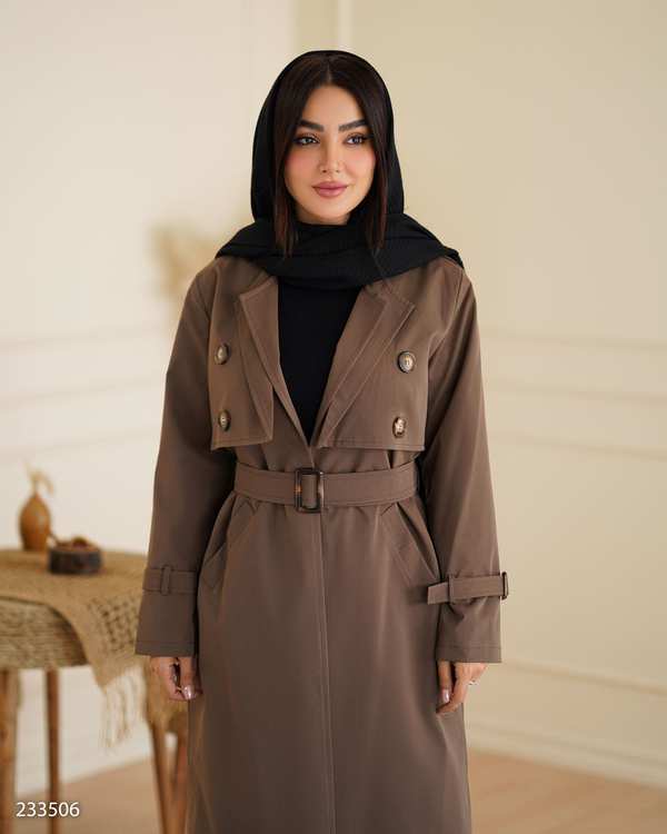 بارانی بلند زنانه قهوه ای مدل نازانه السانا Elsana کد 2335