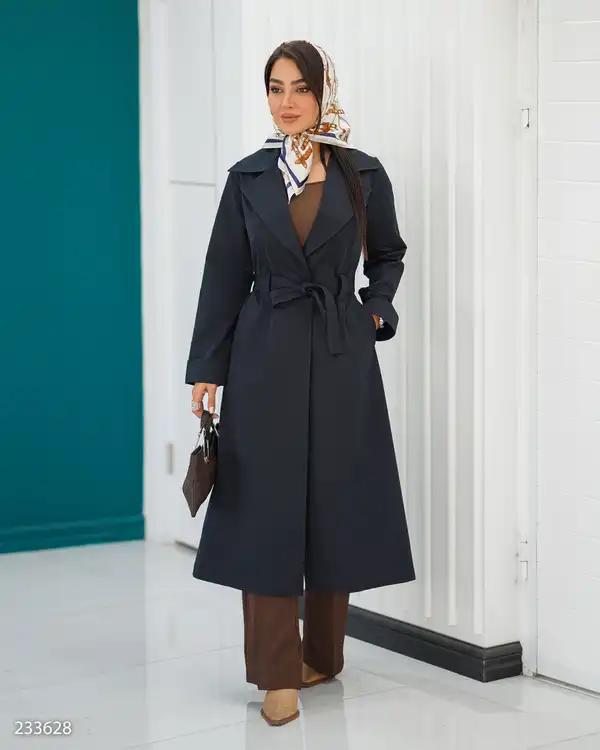 بارانی بلند زنانه سرمه ای تیره مدل دانژه السانا Elsana کد 2336