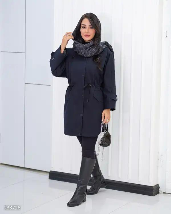 بارانی زنانه کلاه دار سرمه ای تیره مدل سیبا السانا Elsana کد 2337