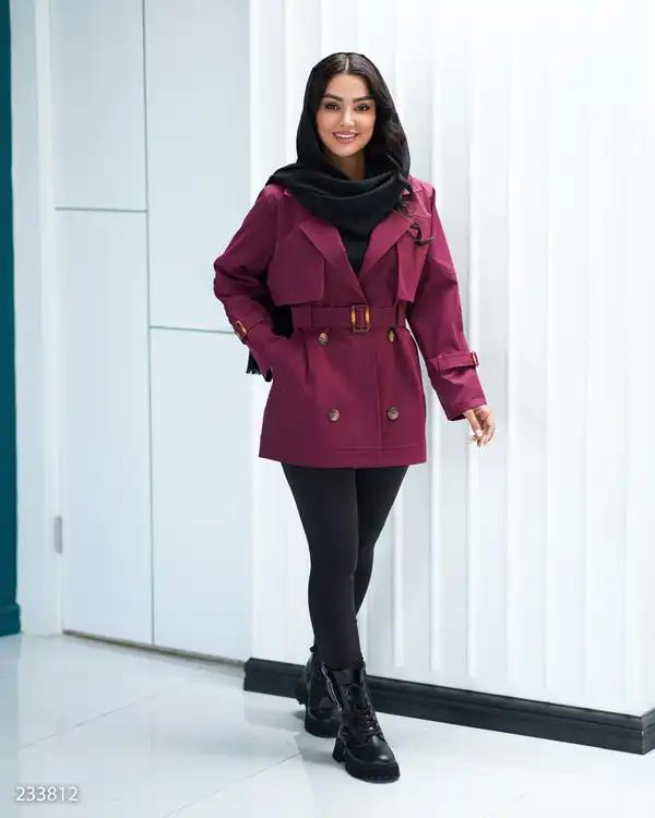 بارانی زنانه بادمجانی مدل پوپر السانا Elsana کد 2338