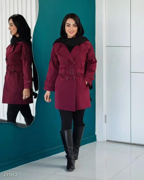 بارانی زنانه بادمجانی مدل چیترا السانا Elsana کد 2339