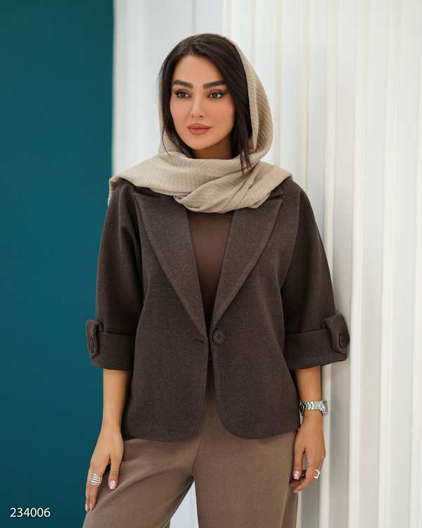 پالتو زنانه فوتر قهوه ای مدل پرندیس السانا Elsana کد 2340