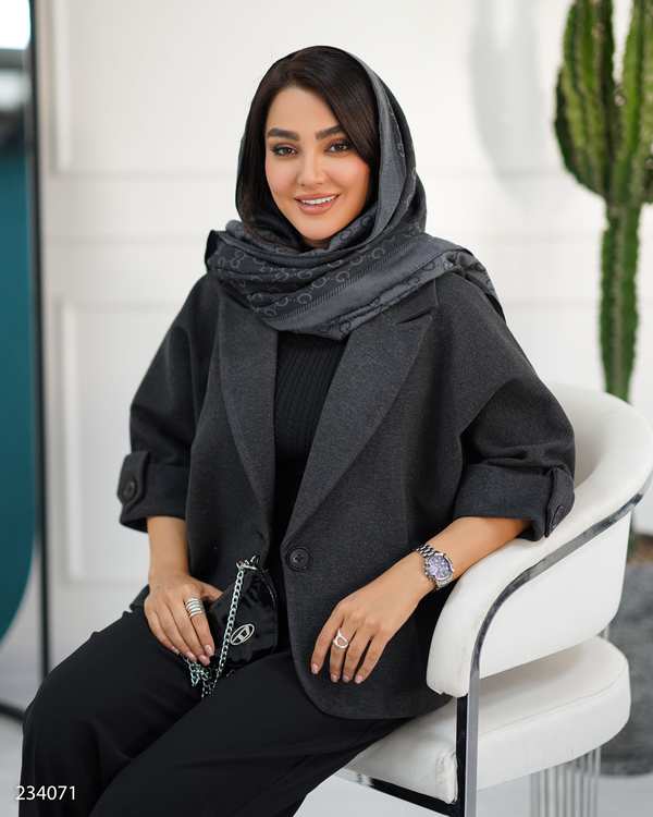 پالتو زنانه فوتر زغالی مدل پرندیس السانا Elsana کد 2340