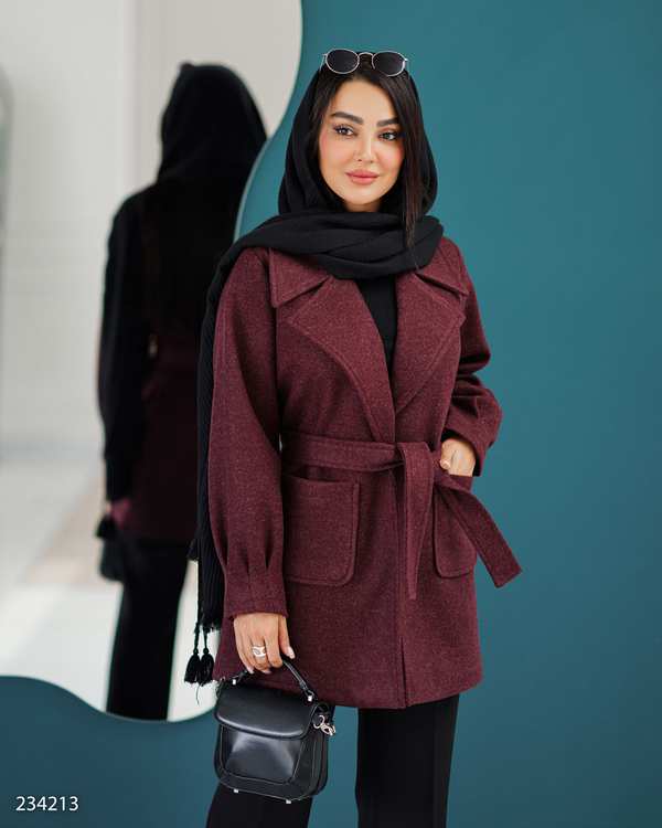 پالتو زنانه فوتر زرشکی مدل ساواش السانا Elsana کد 2342