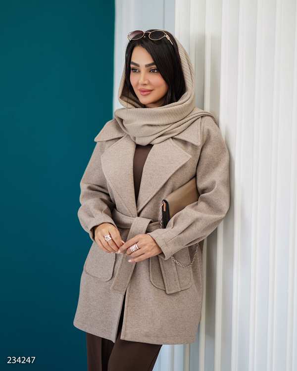 پالتو زنانه فوتر نسکافه ای مدل ساواش السانا Elsana کد 2342