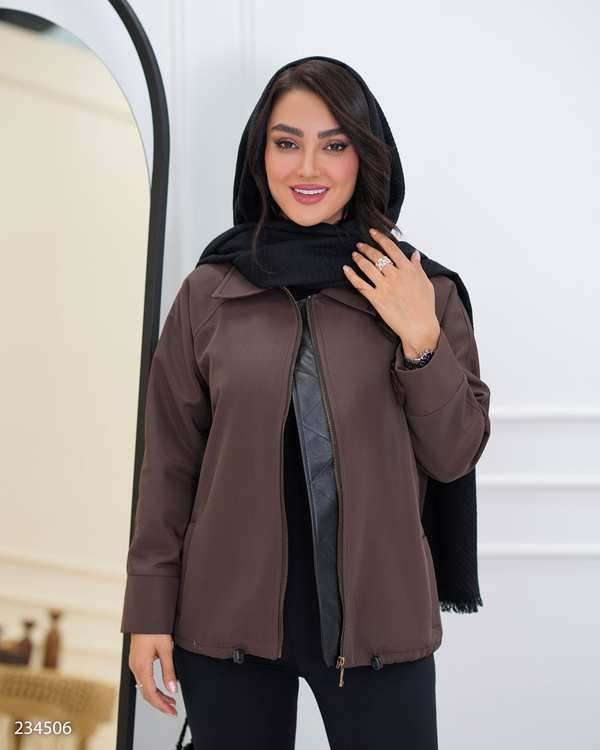 بامبر جکت زنانه قهوه ای مدل الوان السانا Elsana کد 2345