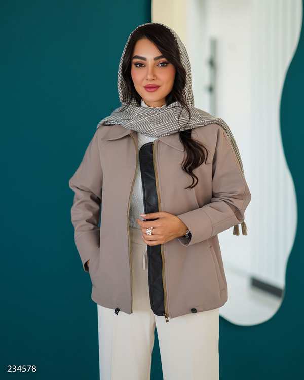 بامبر جکت زنانه خاکی مدل الوان السانا Elsana کد 2345