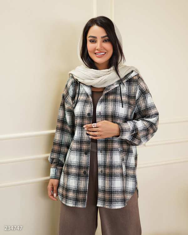 شکت زنانه کلاه دار نسکافه ای مدل ناردین السانا Elsana کد 2347