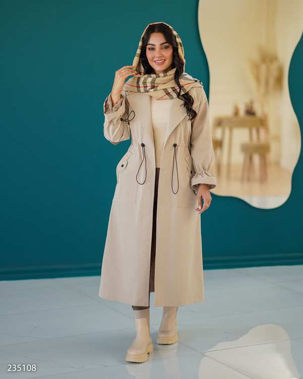 بارانی بلند زنانه کرم مدل هیتا السانا Elsana کد 2351