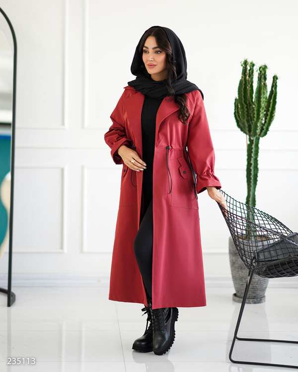 بارانی بلند زنانه زرشکی مدل هیتا السانا Elsana کد 2351