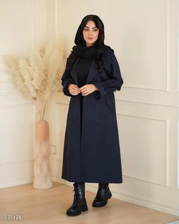 بارانی بلند زنانه سرمه ای تیره مدل هیتا السانا Elsana کد 2351