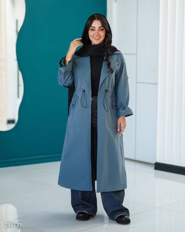 بارانی بلند زنانه سبز کله غازی مدل هیتا السانا Elsana کد 2351