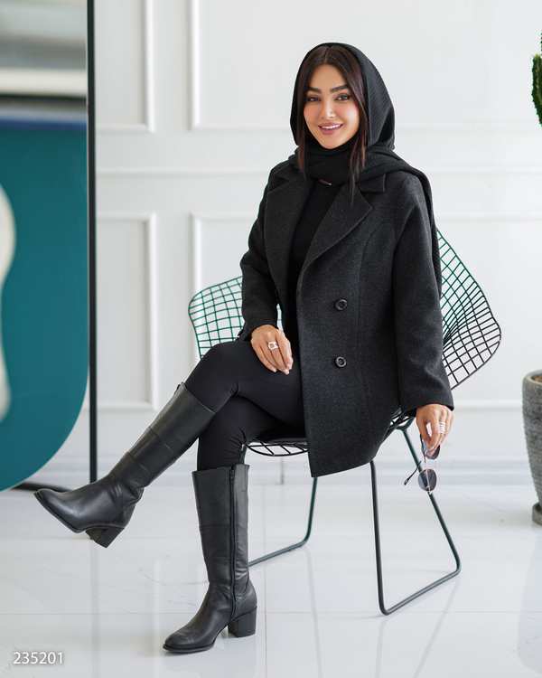 پالتو زنانه فوتر مشکی مدل خزان السانا Elsana کد 2352