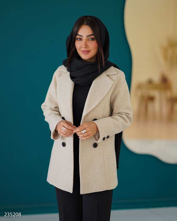 پالتو زنانه فوتر کرم مدل خزان السانا Elsana کد 2352