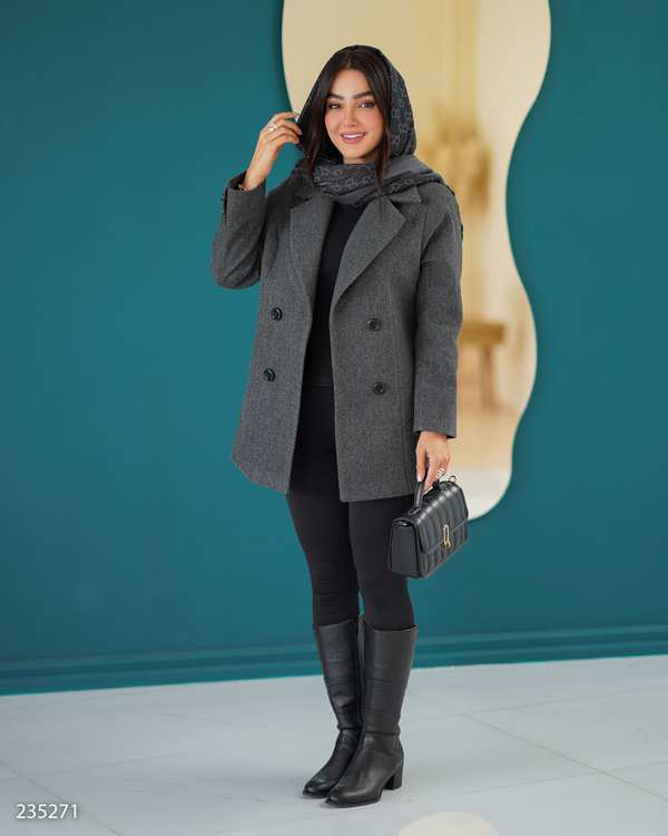 پالتو زنانه فوتر زغالی مدل خزان السانا Elsana کد 2352