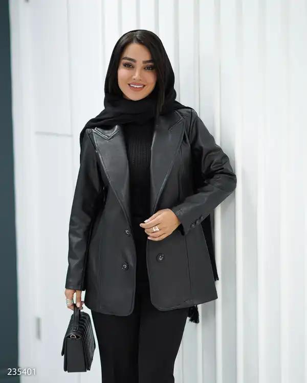 کت چرم زنانه مشکی مدل وصال السانا Elsana کد 2354