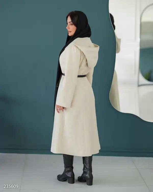 پالتو بلند زنانه فوتر شیری مدل دیاکو السانا Elsana کد 2356
