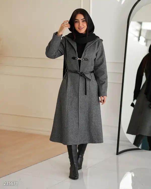 پالتو بلند زنانه فوتر زغالی مدل دیاکو السانا Elsana کد 2356